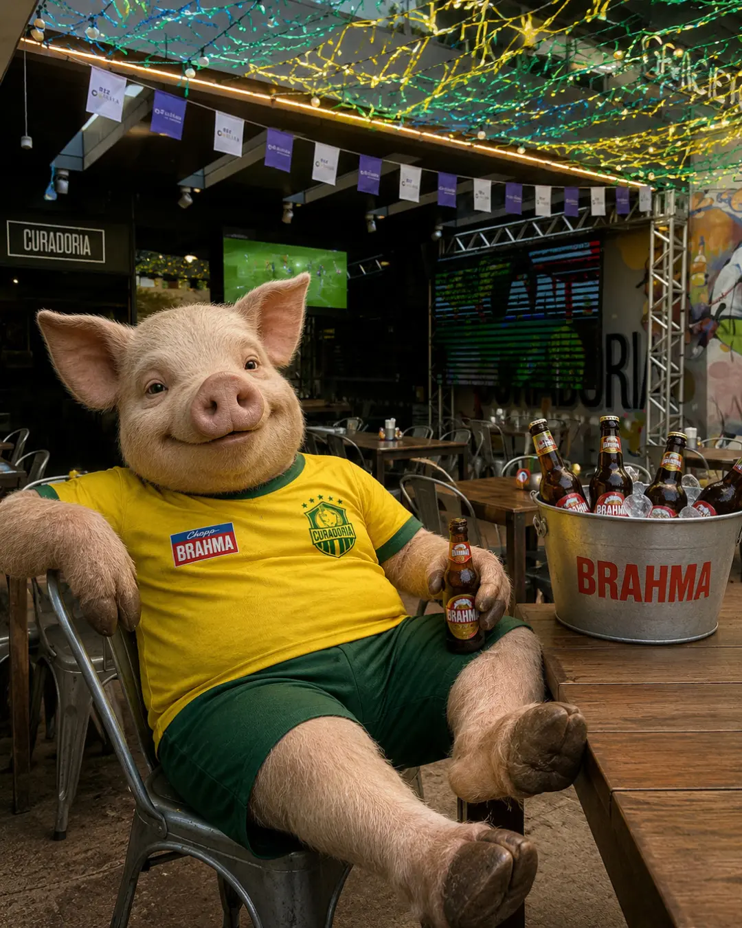 Transmissao dos jogos da Copa do Mundo no Curadoria, nas unidades Barra da Tijuca e Botafogo, com chopp gelado e clima de torcida do Brasil